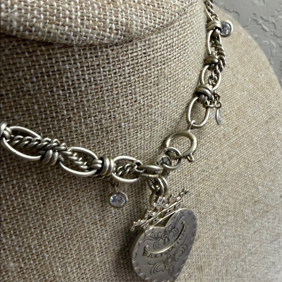 Juicy Couture Silver-Tone Heart Charm Necklace with Crown Detail vintage - Picture 5 of 5